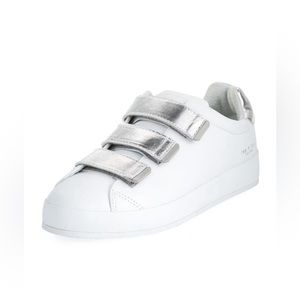 Rag & Bone RB2 Leather Sneakers, white with silver velcro